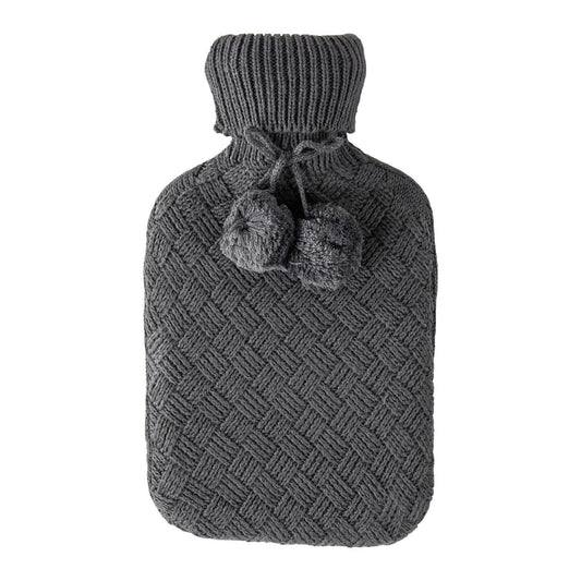 Hot Water Bottle Cover - Knitted - Dark Grey