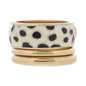 Set of 3, Cream & Black Spotted Band &Thin Gold Bands Ring