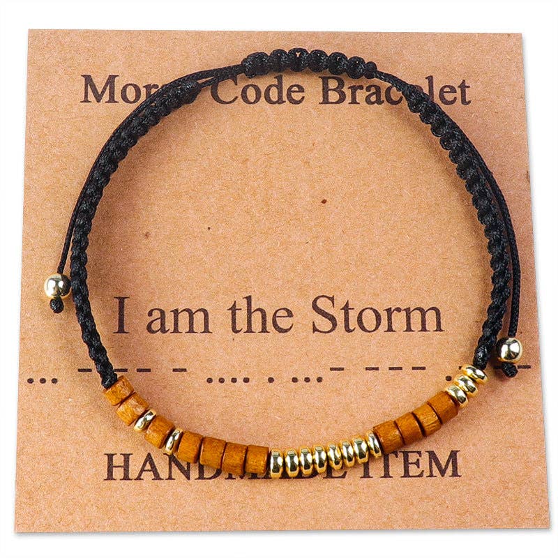 Handmade Wooden Beaded Morse Code Bracelets