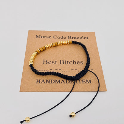 Handmade Wooden Beaded Morse Code Bracelets