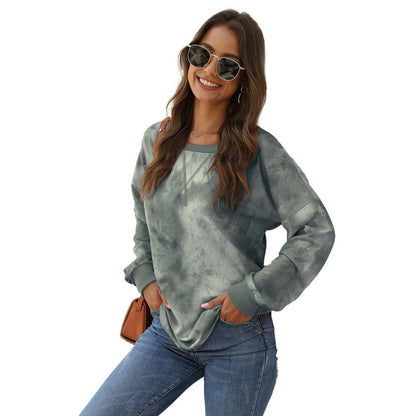 Women's Tie Dye Color Block Sweatshirt