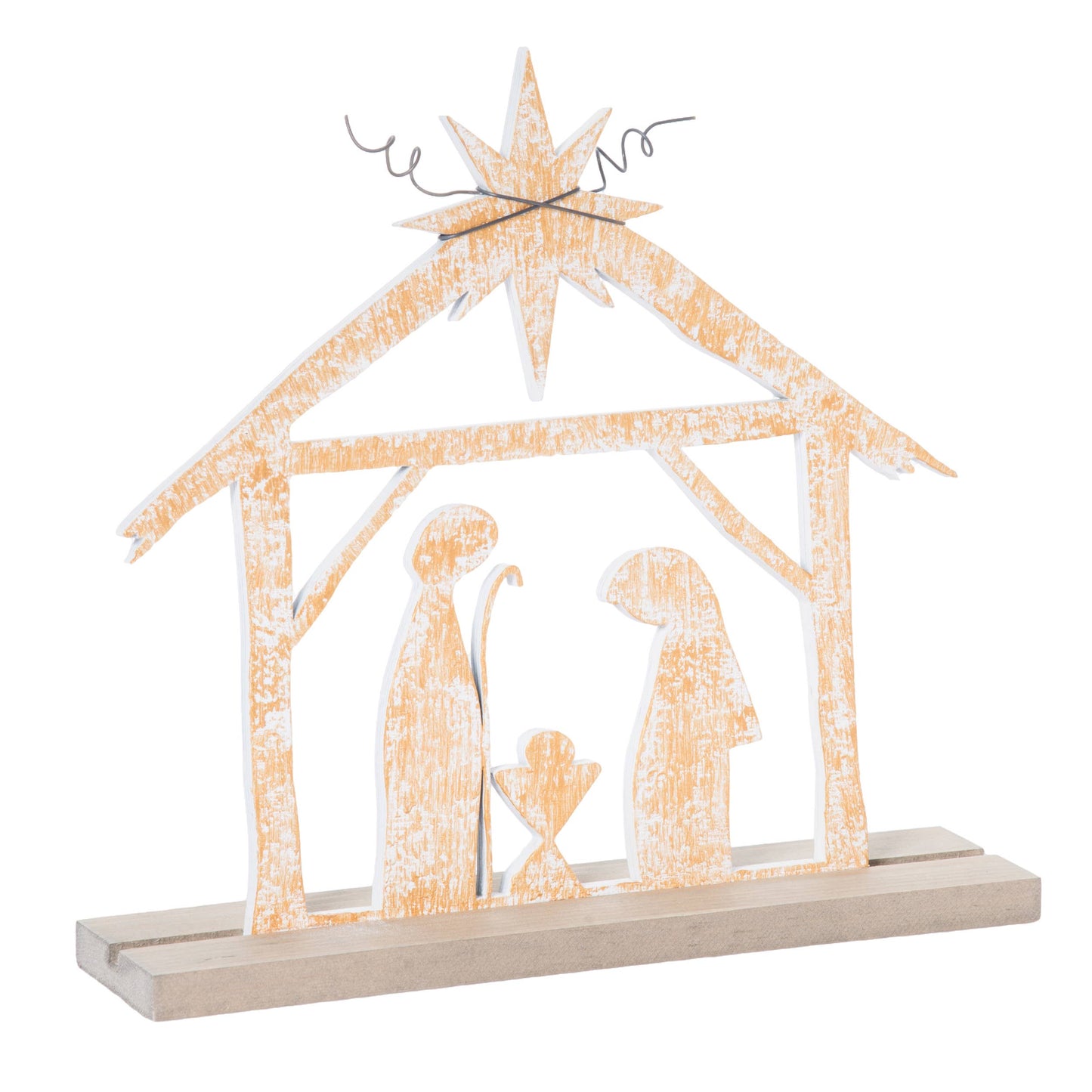 Wood 12" Multicolor Christmas Holy Family Table