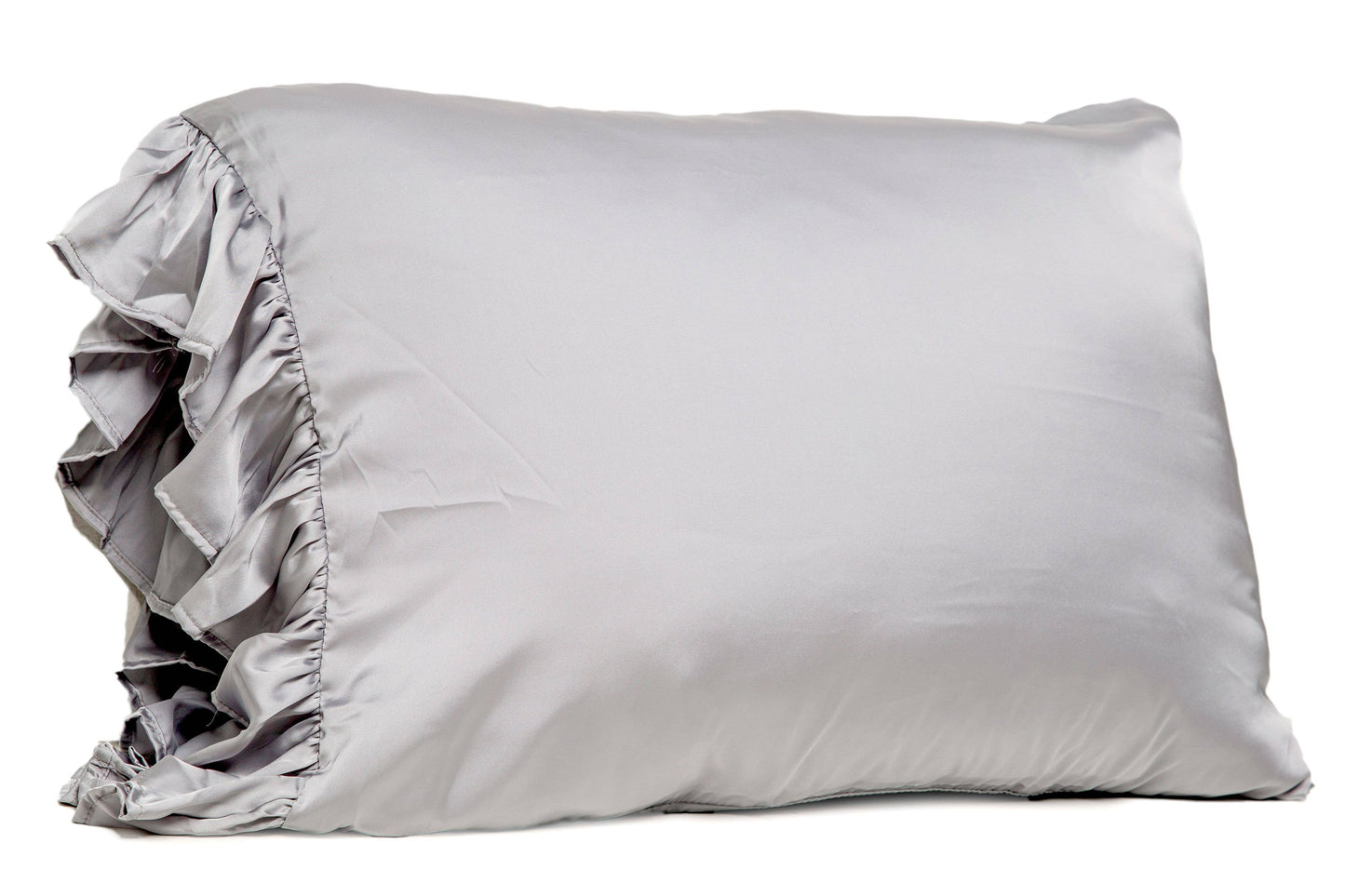 Silky Pillowcase w/Ruffle - Gray