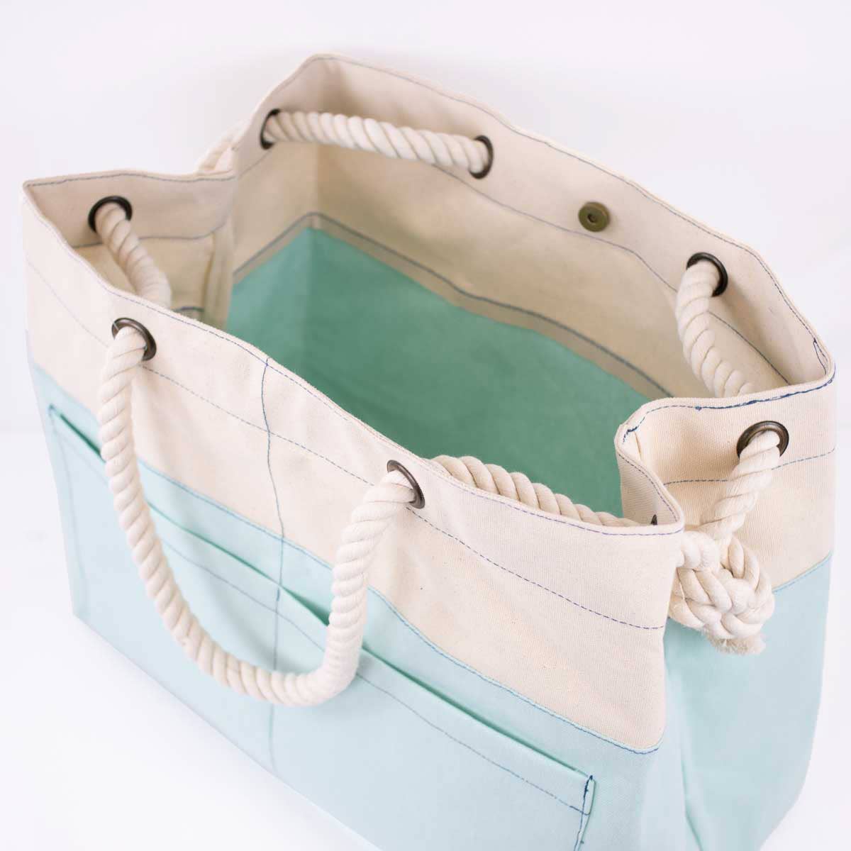 Lake Canvas Pocket Tote    Natural/Sky   18x14x9