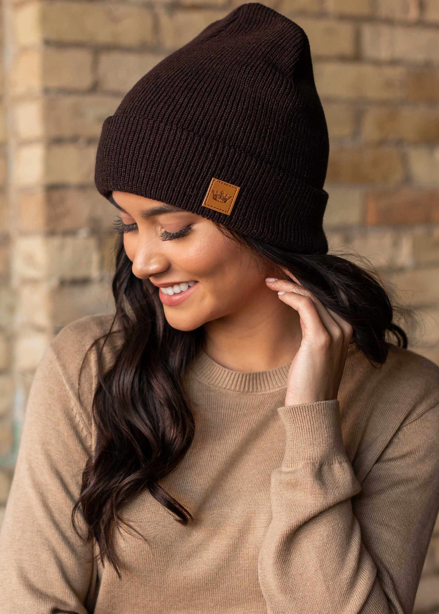 Dk Brown Cuffed Souchy Beanie