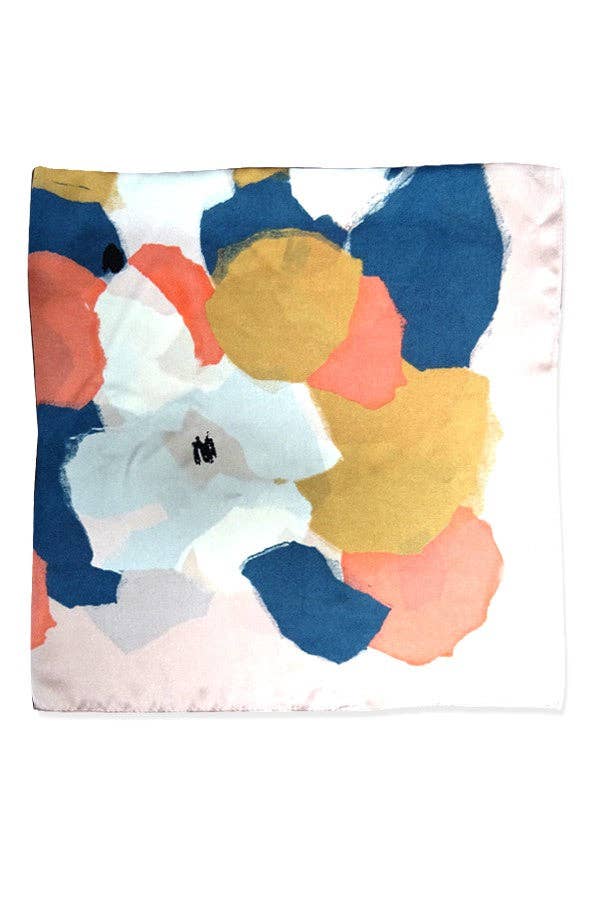 COLOR BLOCK SILKY FEEL BANDANA SCARF |