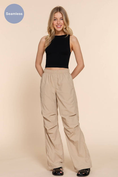 Boat Neck Crop Seamless Rib Tank Top