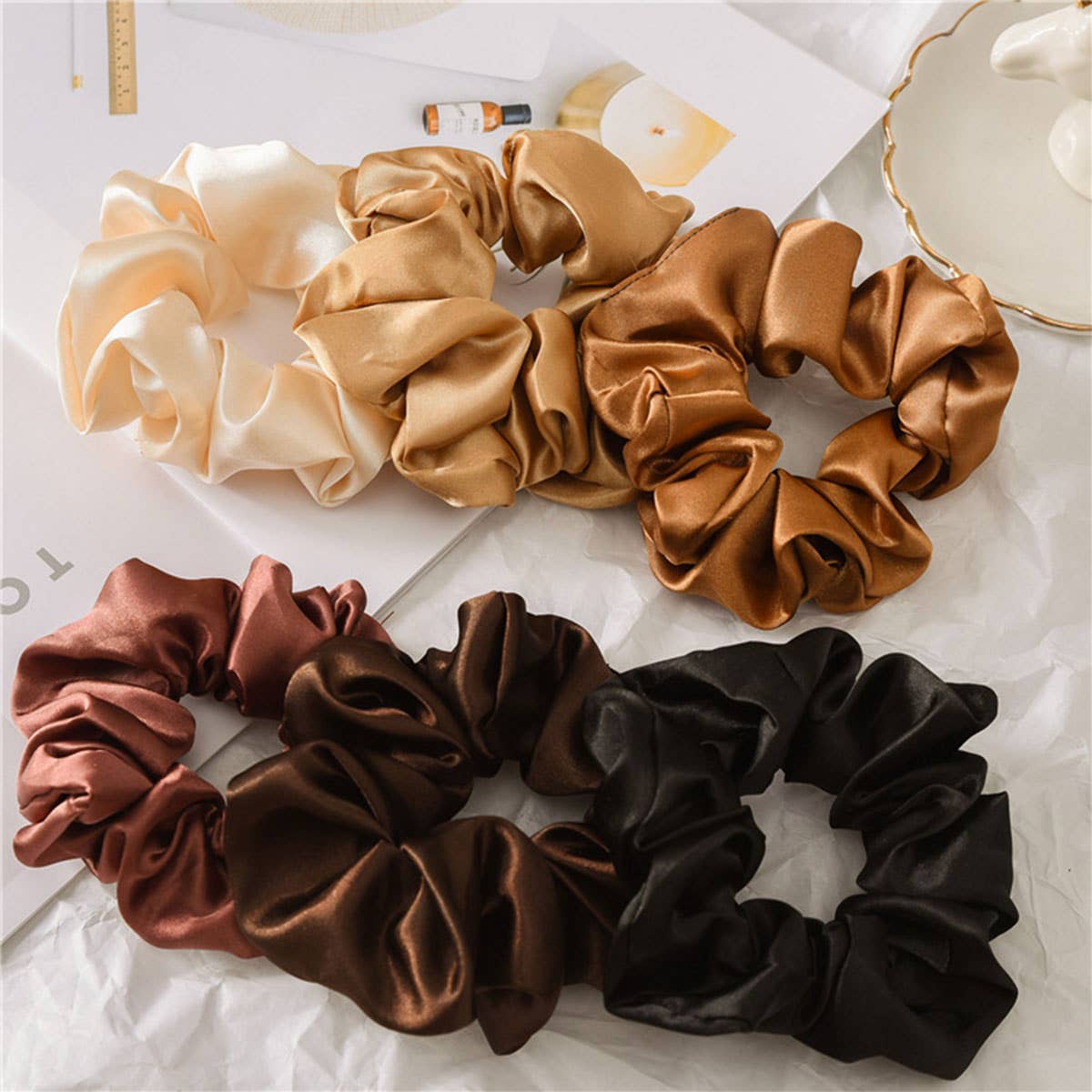 silk scrunchie wine