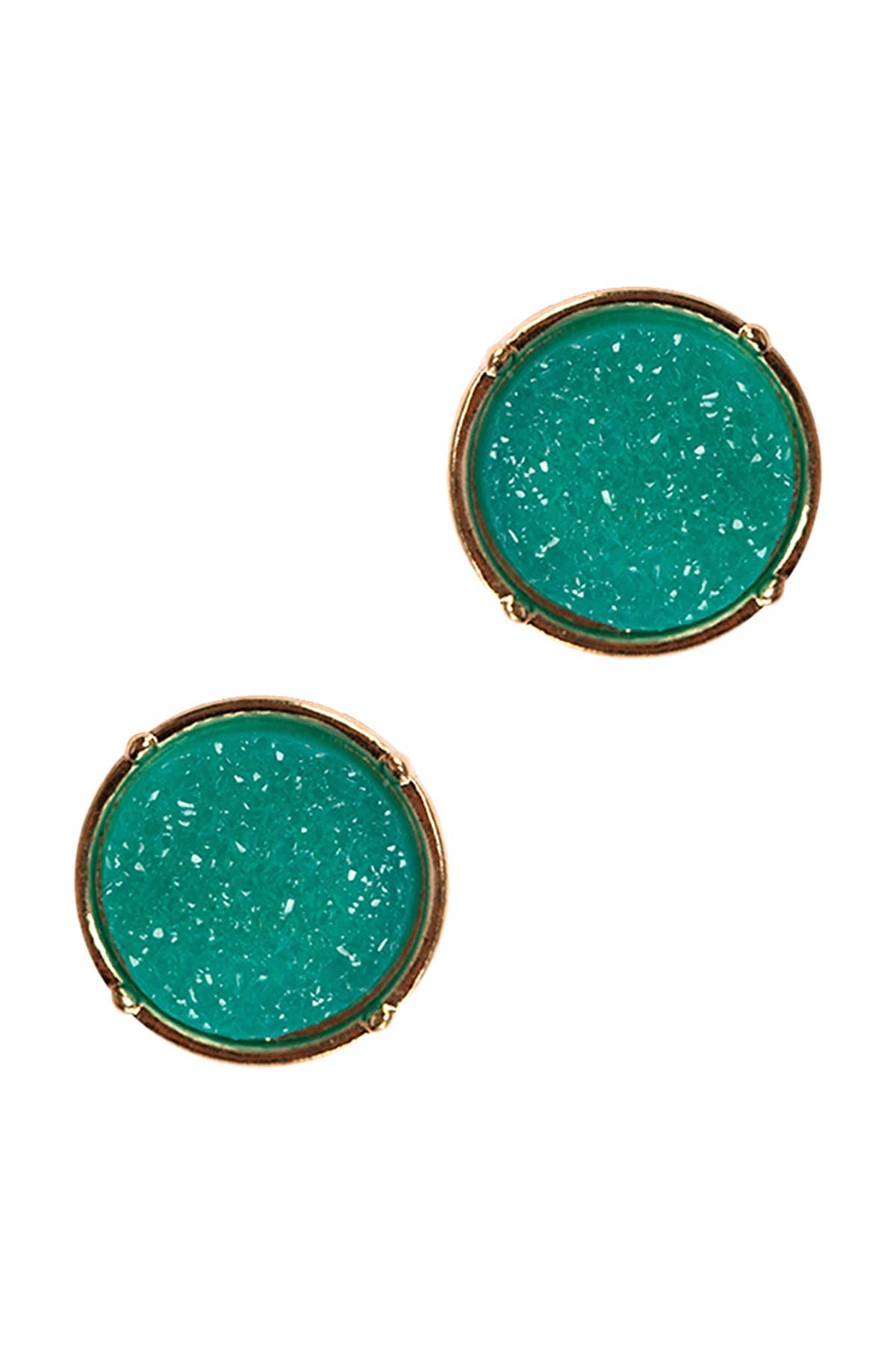 Glittered Druzy Round Post Earrings