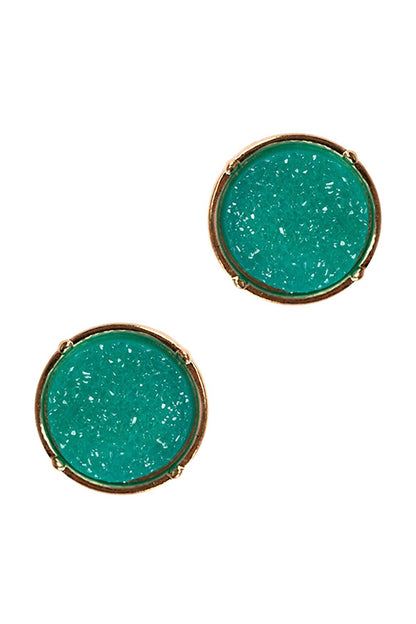 Glittered Druzy Round Post Earrings
