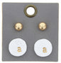 Gold Studs & White Stamped Initial "A" Disk Earring