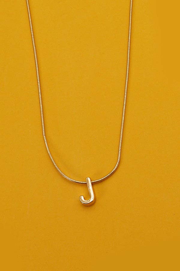 Snake Chain Initial Necklace |  D