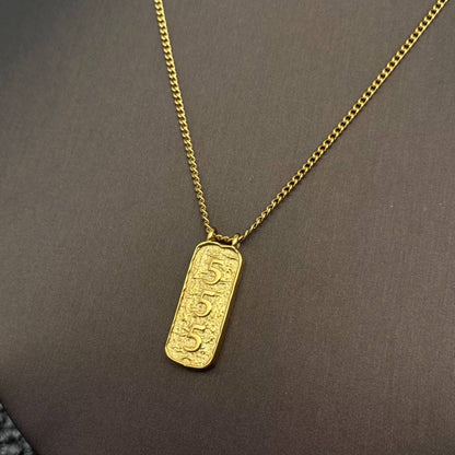 Lucky Numbers Tarot Charm 18K Gold Plated SS Necklace