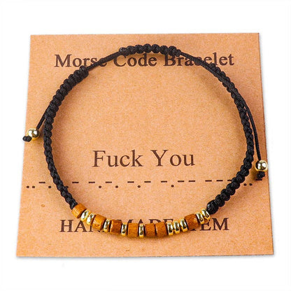 Handmade Wooden Beaded Morse Code Bracelets