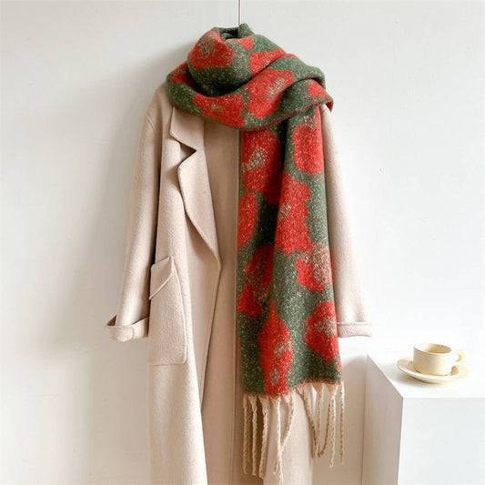 Leopard Jacquard All-Match Warm Scarf