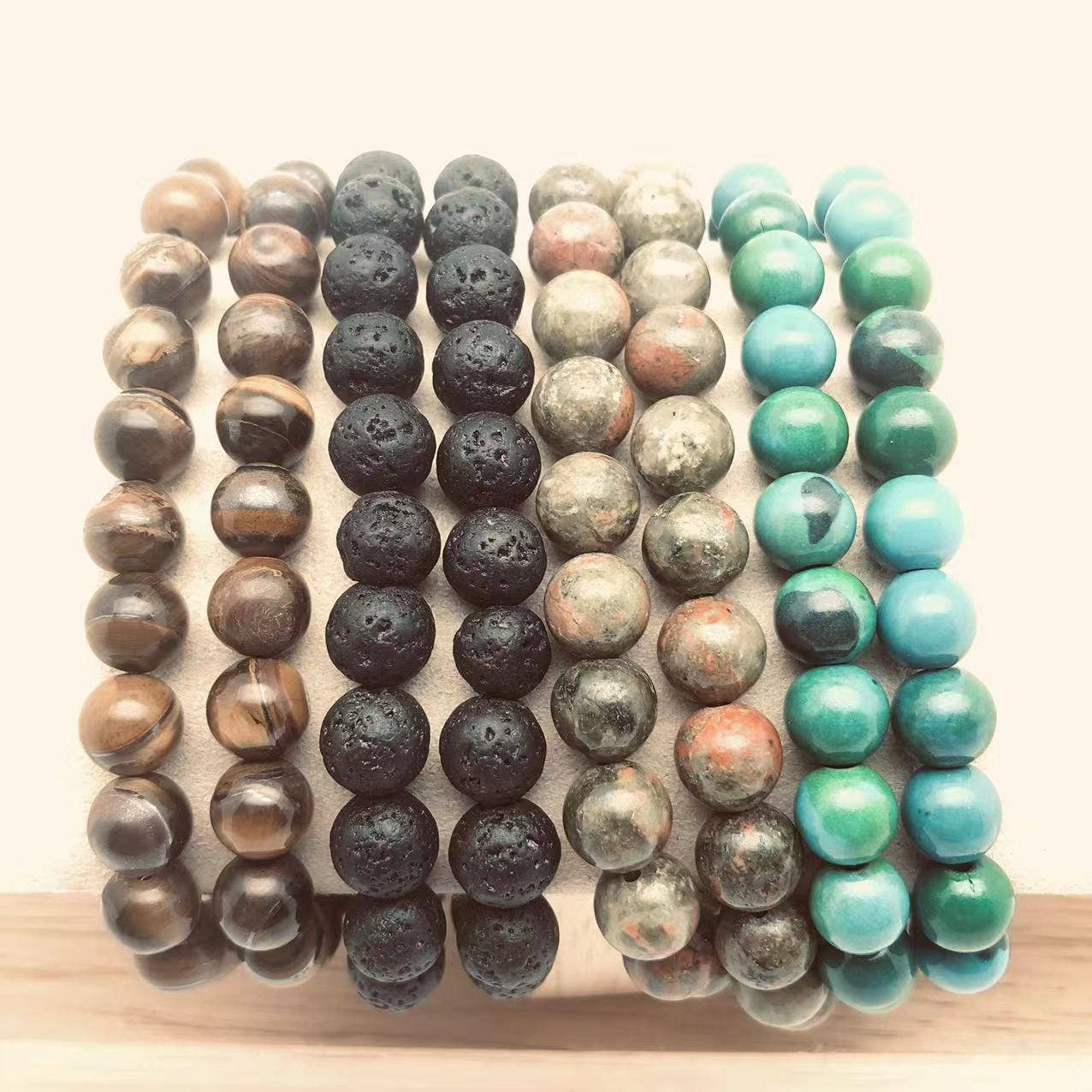 8MM Elastic Natural Stone Bracelets: Indian agate