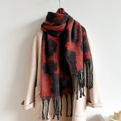 Leopard Jacquard All-Match Warm Scarf