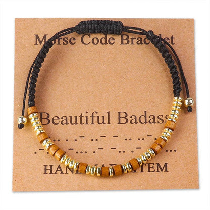 Handmade Wooden Beaded Morse Code Bracelets
