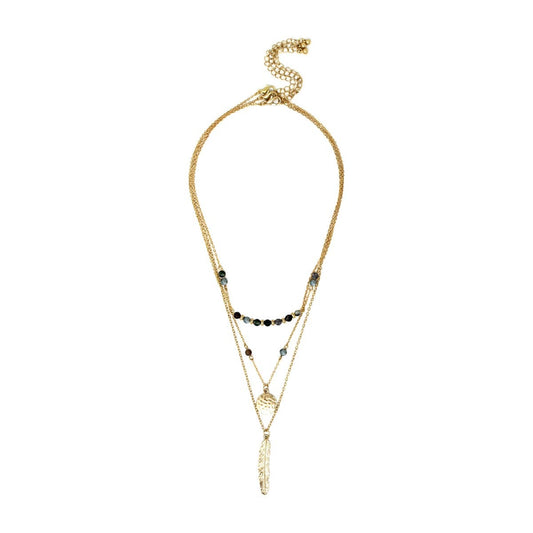 FEATHER PENDANT LAYERED NECKLACE