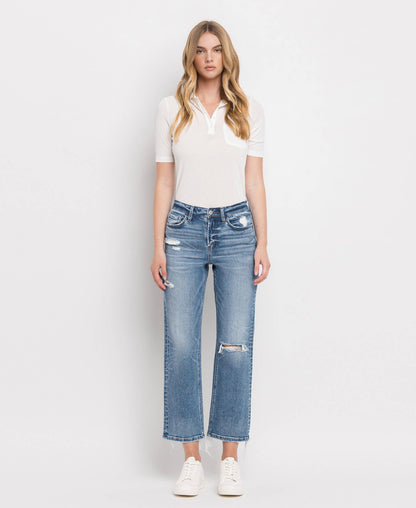 HIGH RISE PAINT SPLATTER CUFFED BOYFRIEND JEANS V2787