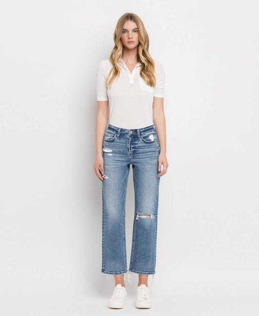 HIGH RISE PAINT SPLATTER CUFFED BOYFRIEND JEANS V2787