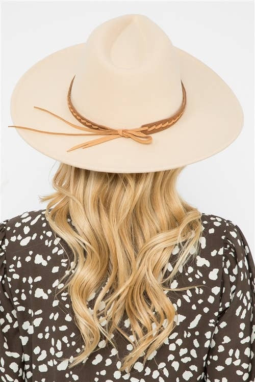 Felt Brim Hat With Leather Braided
