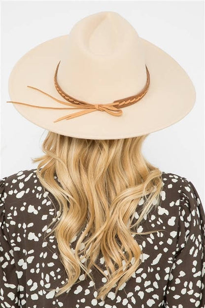 Felt Brim Hat With Leather Braided
