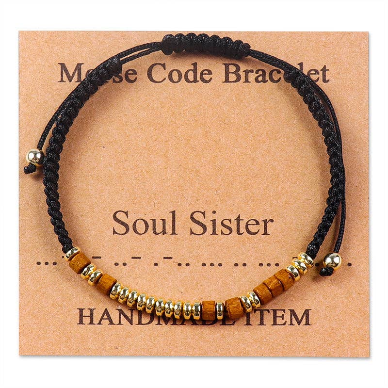 Handmade Wooden Beaded Morse Code Bracelets