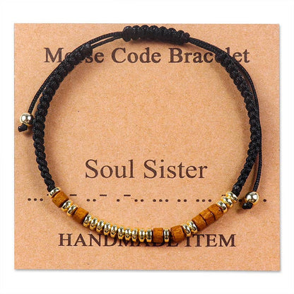 Handmade Wooden Beaded Morse Code Bracelets