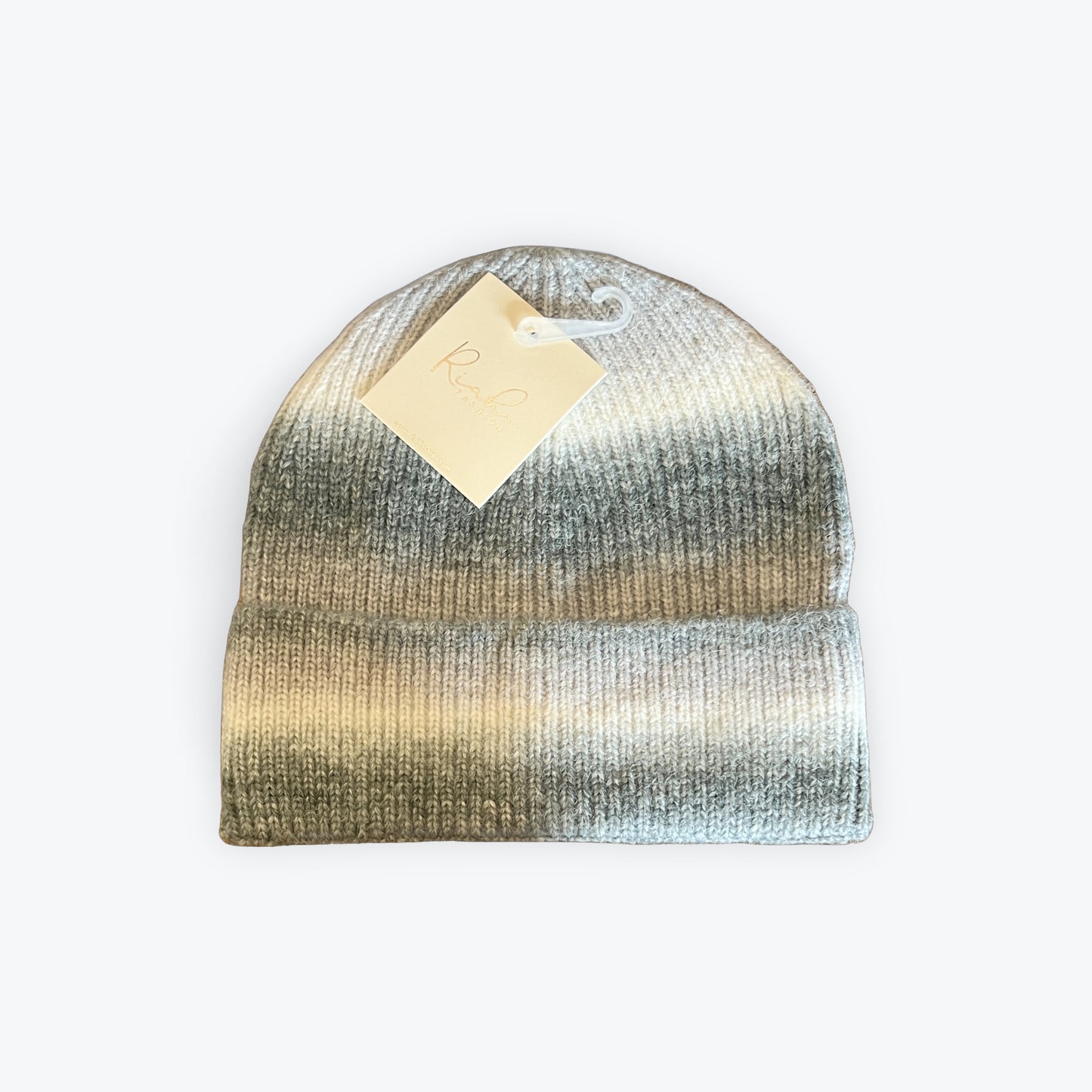 striped knitted, beanie, blue/gray