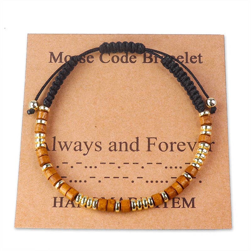 Handmade Wooden Beaded Morse Code Bracelets
