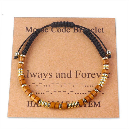 Handmade Wooden Beaded Morse Code Bracelets