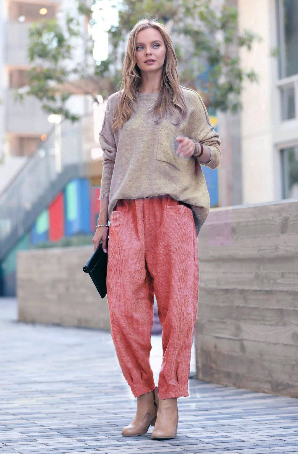 Corduroy Front pocket Baggy Pants