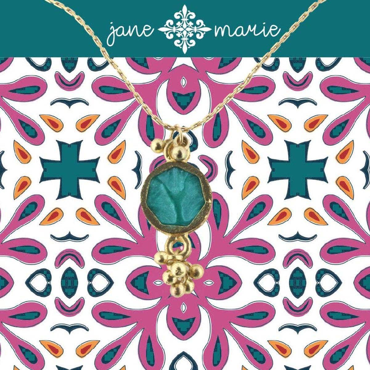 16" Turquoise Sun Stone Necklace with Gold Dangles, 3" Ext.