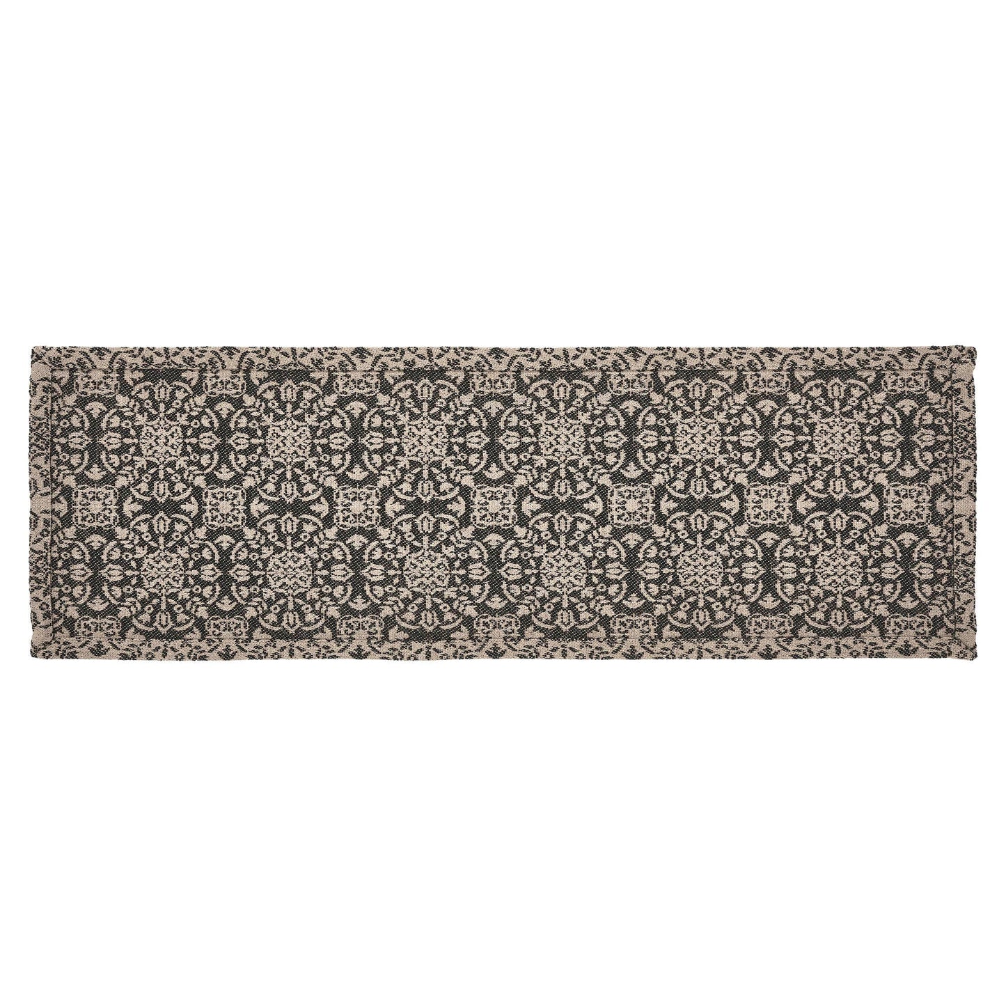 Custom House Black Tan Jacquard Runner 8x24