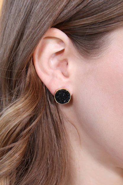 Glittered Druzy Round Post Earrings