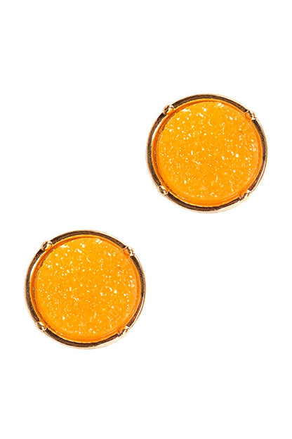 Glittered Druzy Round Post Earrings