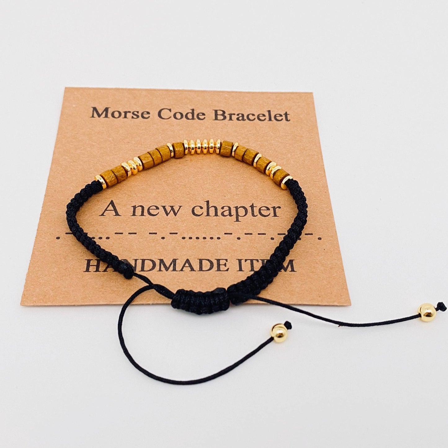 Handmade Wooden Beaded Morse Code Bracelets