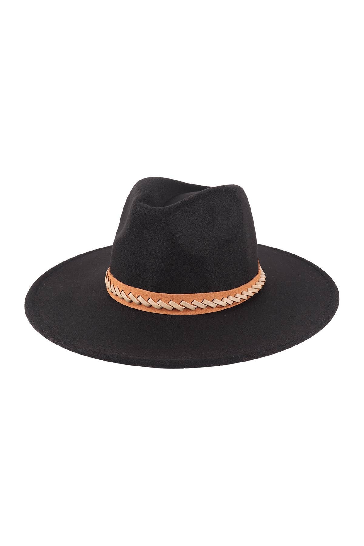 Felt Brim Hat With Leather Braided