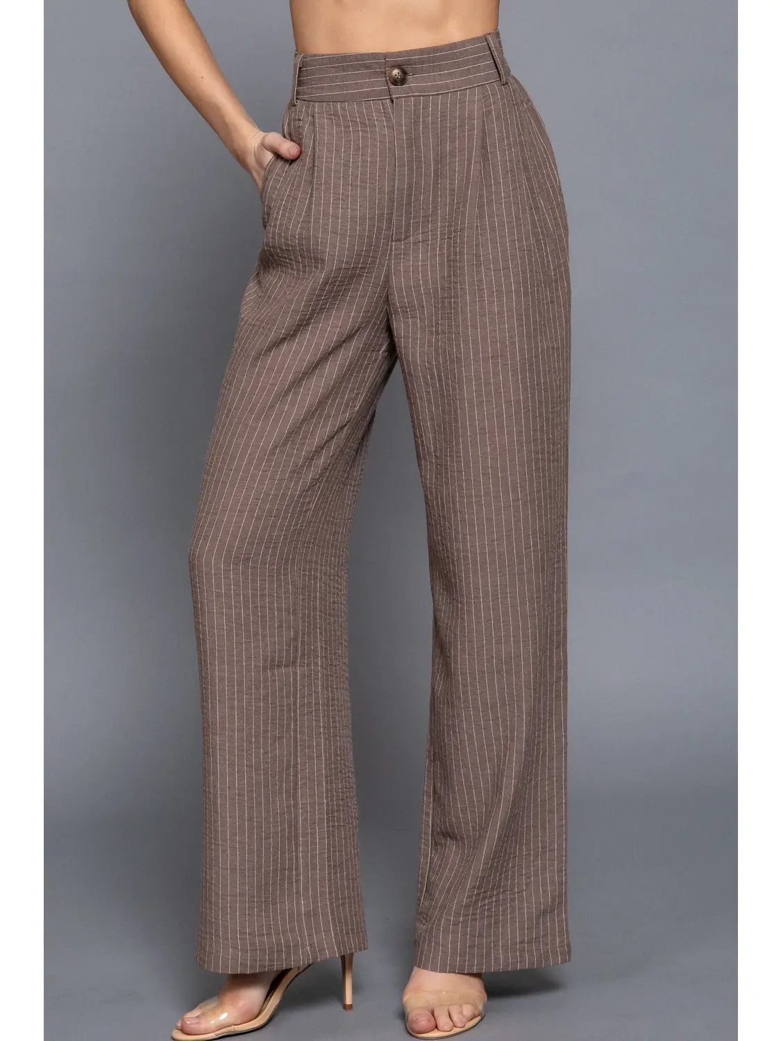 Straight Stripe Linen Effect Vest & Pant Set