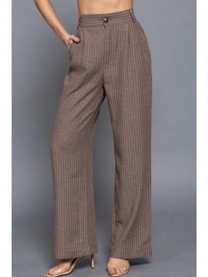Straight Stripe Linen Effect Vest & Pant Set
