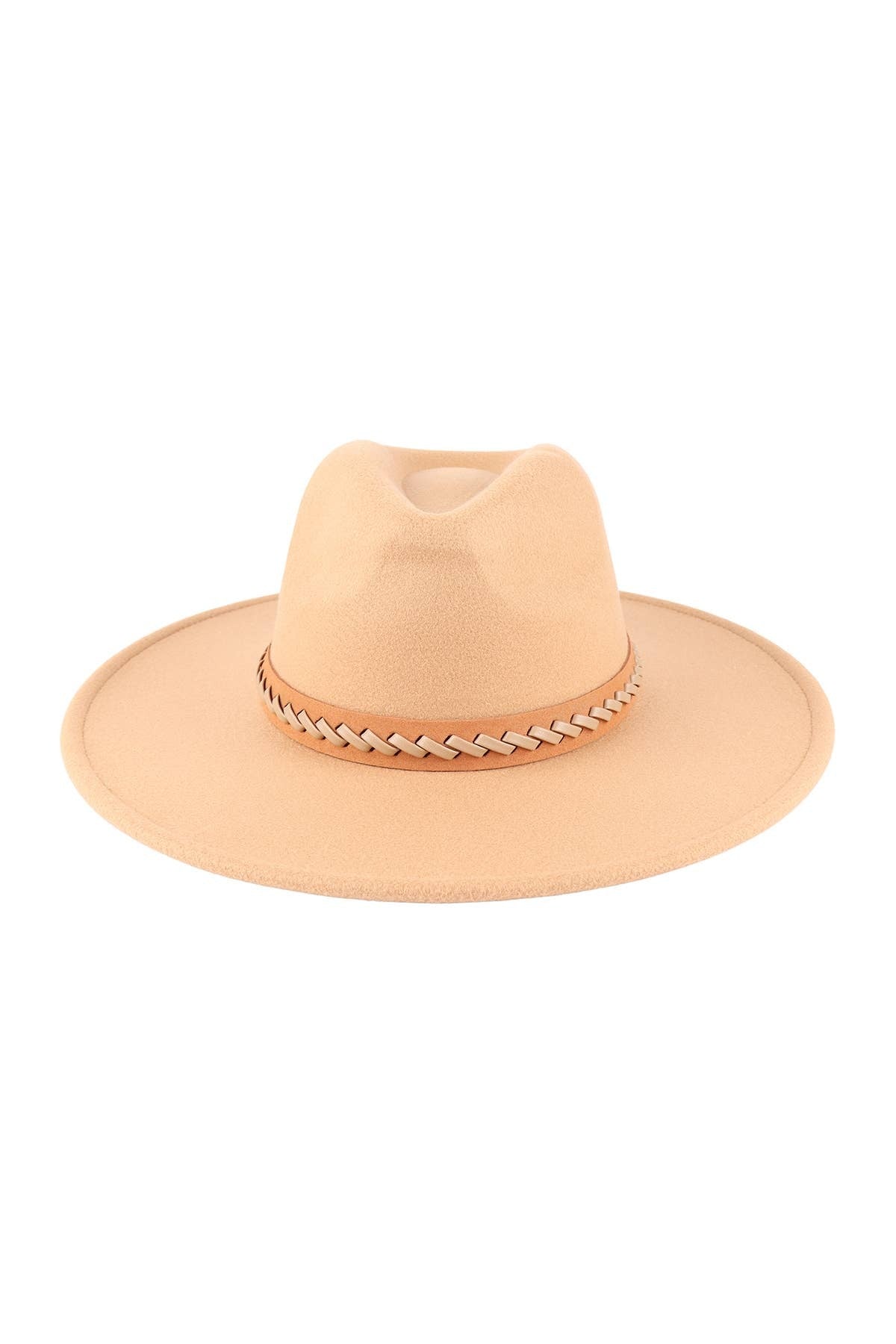 Felt Brim Hat With Leather Braided
