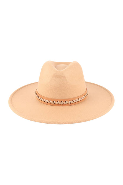 Felt Brim Hat With Leather Braided