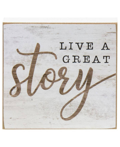 Live A Great Story Square Block, Assorted