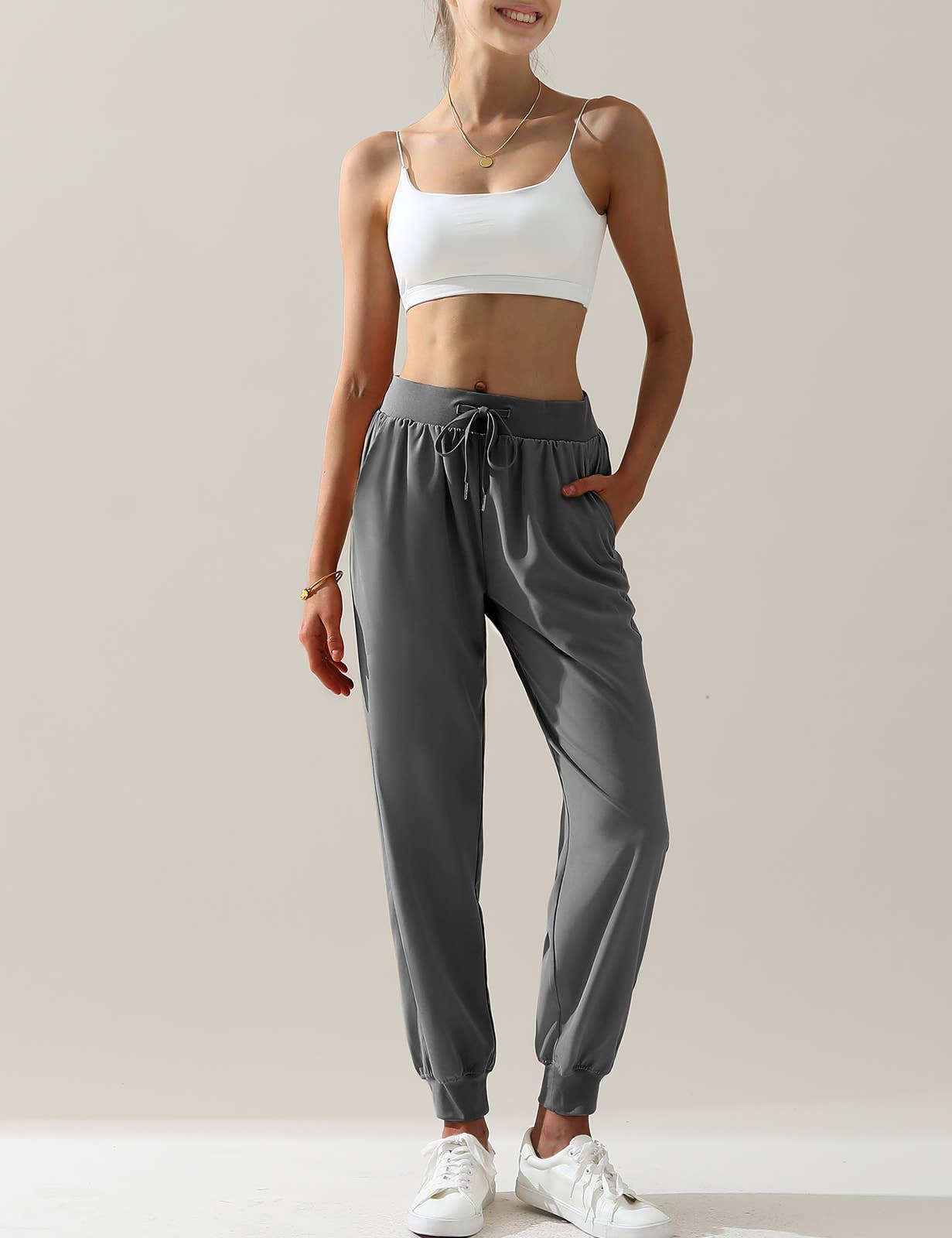 Elastic Band Waist With Side Pocket Pants