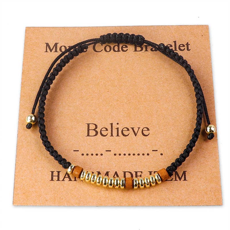 Handmade Wooden Beaded Morse Code Bracelets