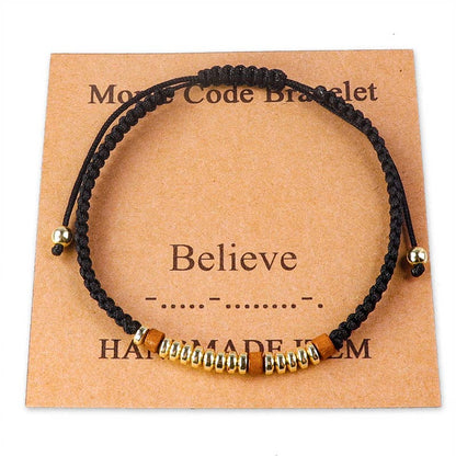 Handmade Wooden Beaded Morse Code Bracelets