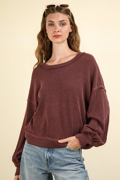 Two Tone Otto Ribbed Oversized Soft Top