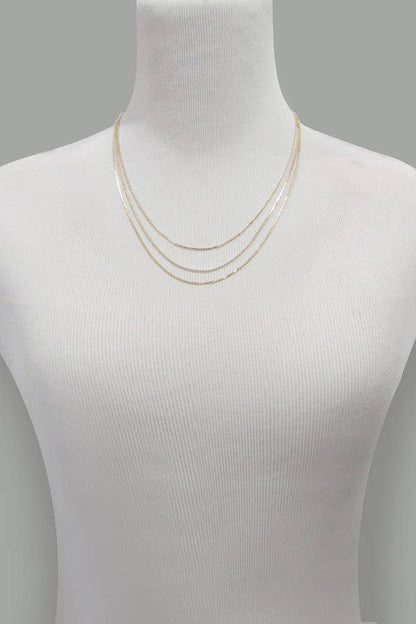 Triple Layer Thin Flat Chain Necklace | 47N19403