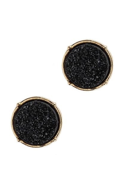 Glittered Druzy Round Post Earrings